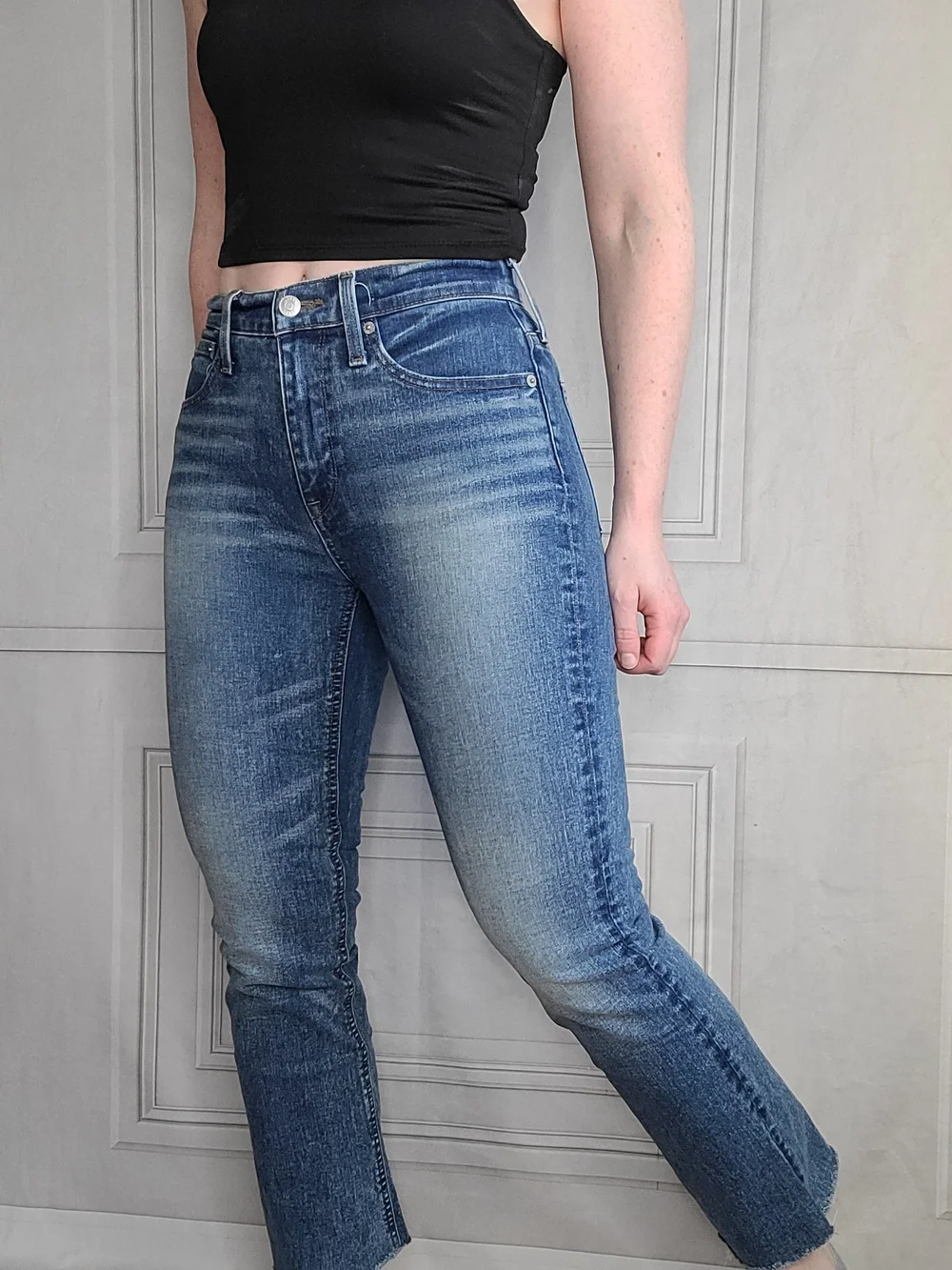 J. Crew Billie Demi Boot Crop Medium Blue Straight-Leg Women's Jeans